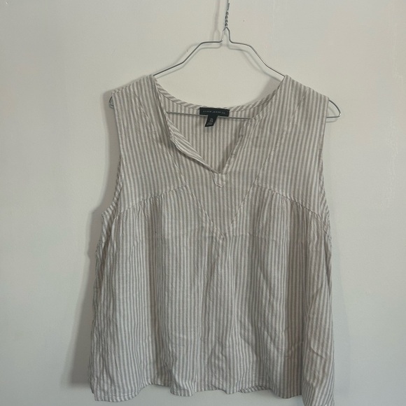 Silver Jeans Tops - Linen Blend Silver Jeans Grey and White Striped Sleeveless Blouse Coastal